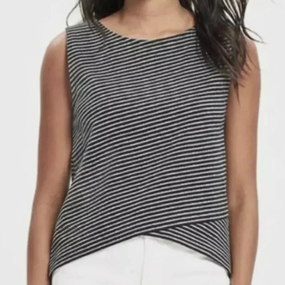 Madewell Black Stripe Crop Tank Heavy Knit Sleeveless Stretch Size XXS - Picture 1 of 5